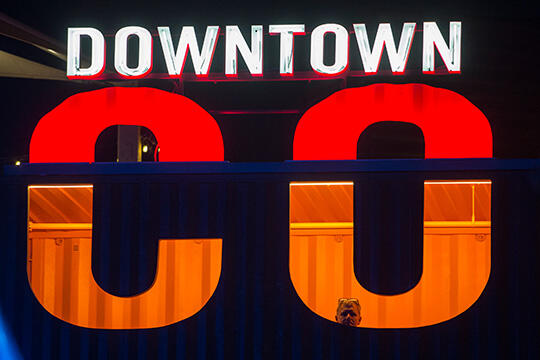 Neon sign of the Downtown Container Park