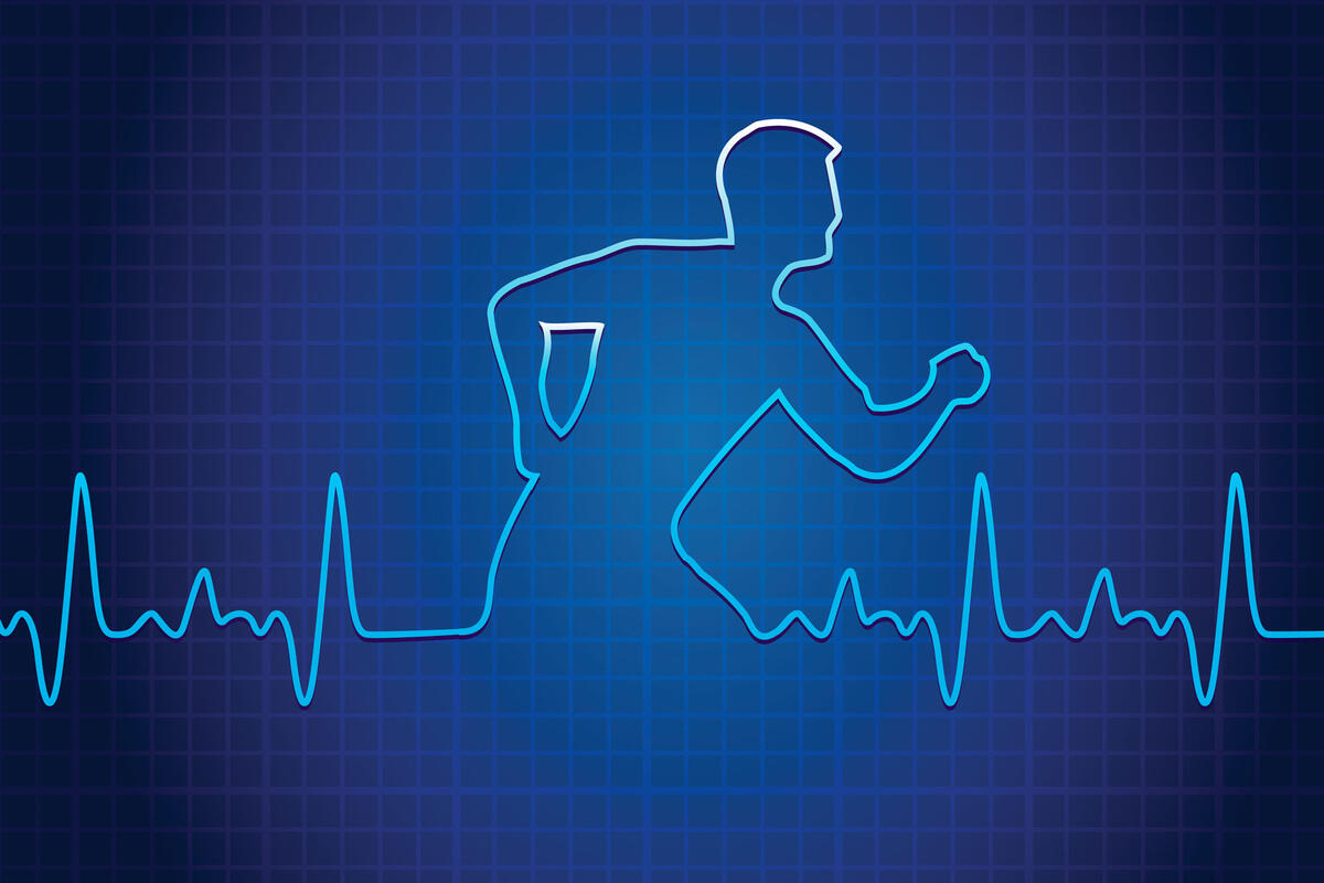 an EKG graph forms a man running