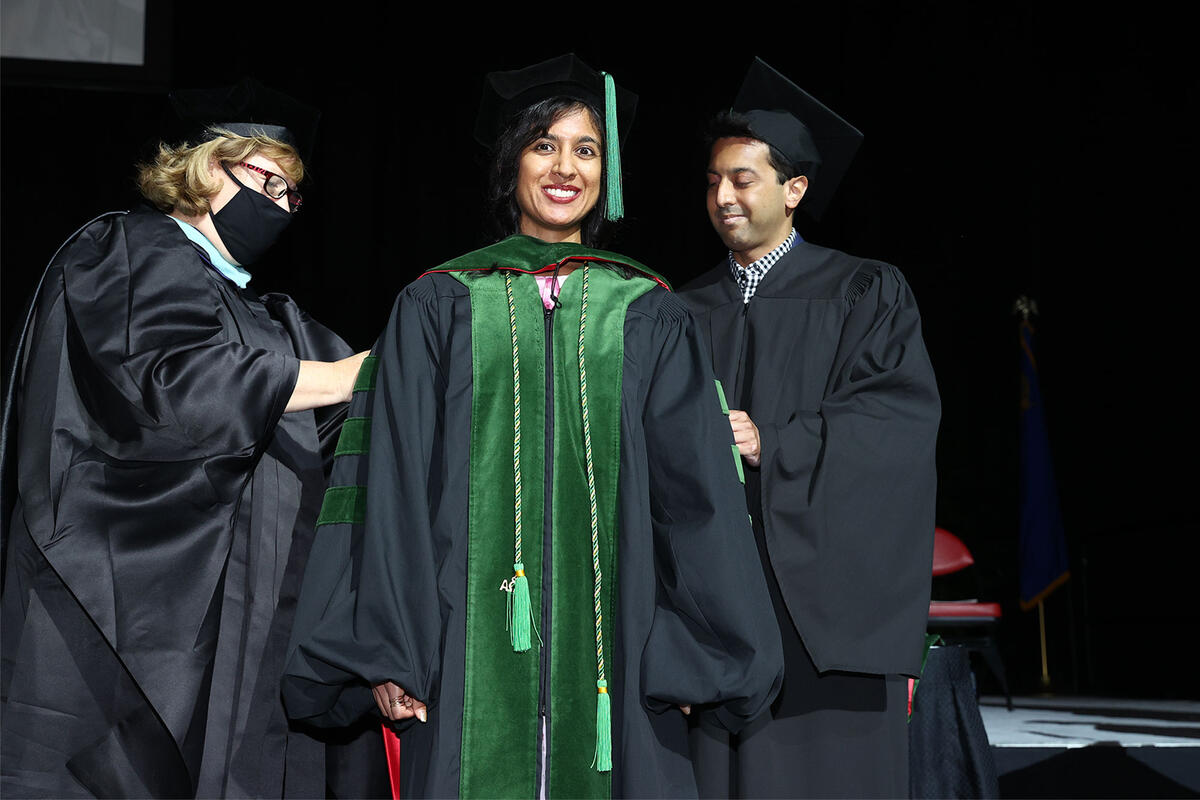 Graduate medical student, Shilpa Daulat, during the commencement ceremony