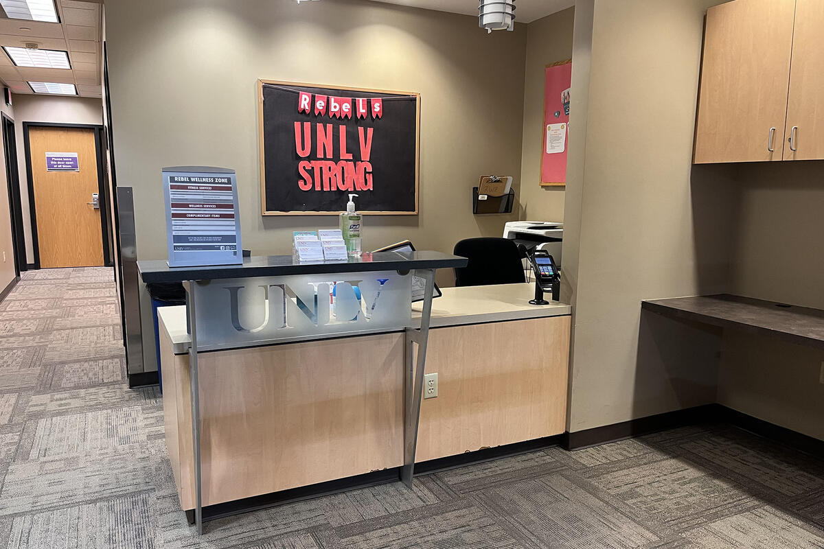 Picture of the UNLV wellness center front desk
