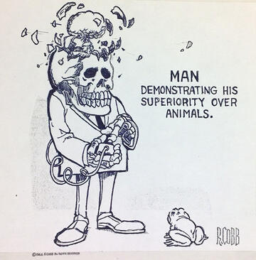 A cartoon satirizing the nuclear arms race