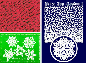Generic holiday cards with snowflakes.