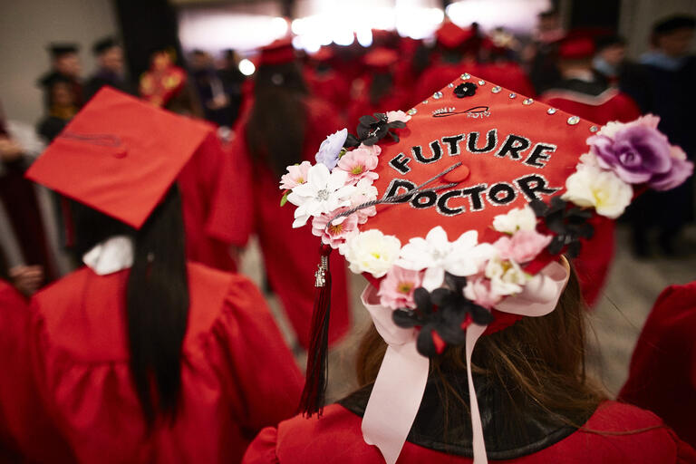 Decorated commencement cap that reads Future Doctor