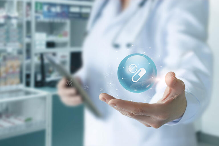 photo illustration of nurse with tablet