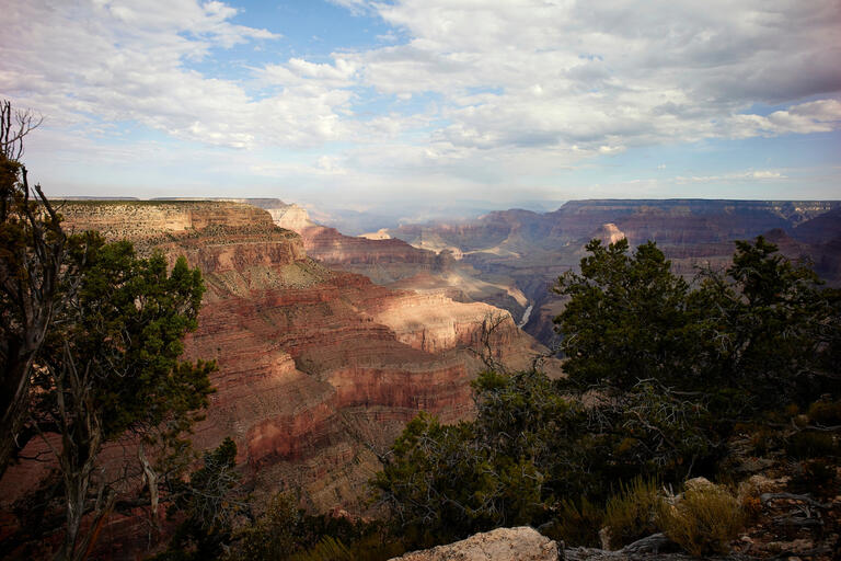 A view of the South Rim of the Grand Canyon National Park from the Rim Trail