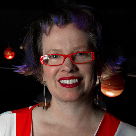 A woman with glasses.