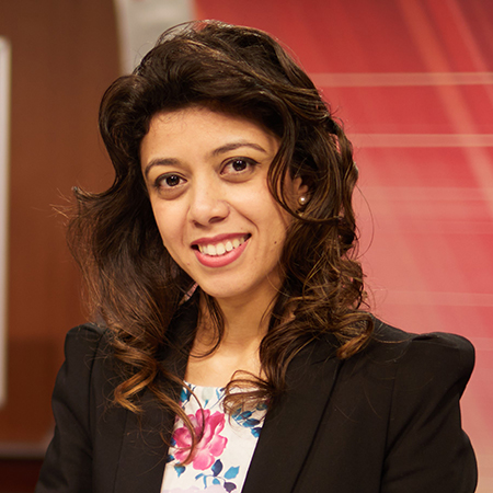 image of woman with a floral shirt