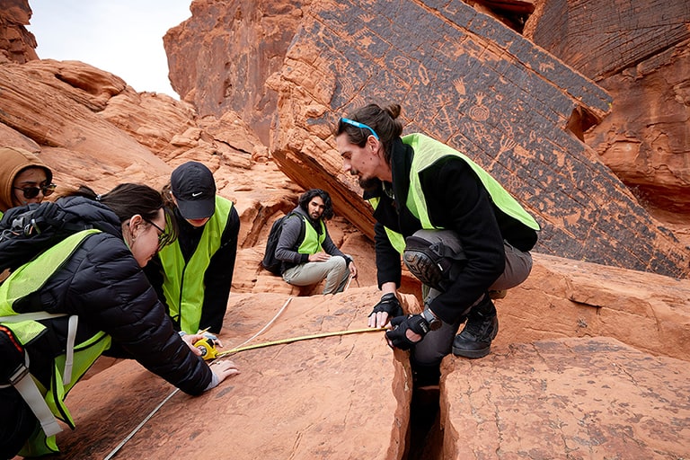 Students taking measurements at Valley of Fire