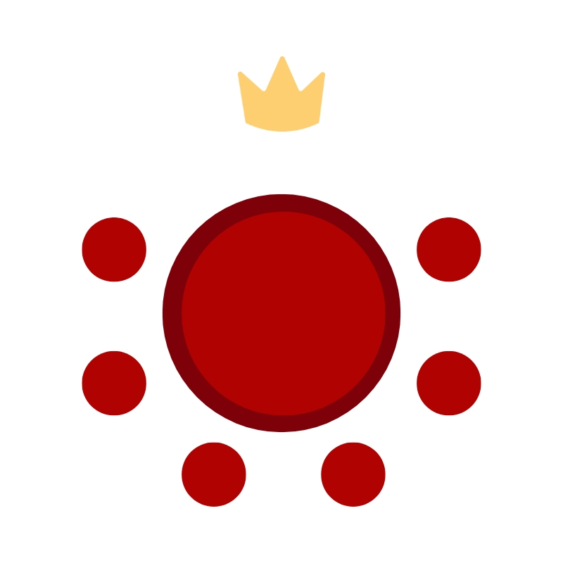A graphic to indicate a circular seating arrangement with a crown as the center