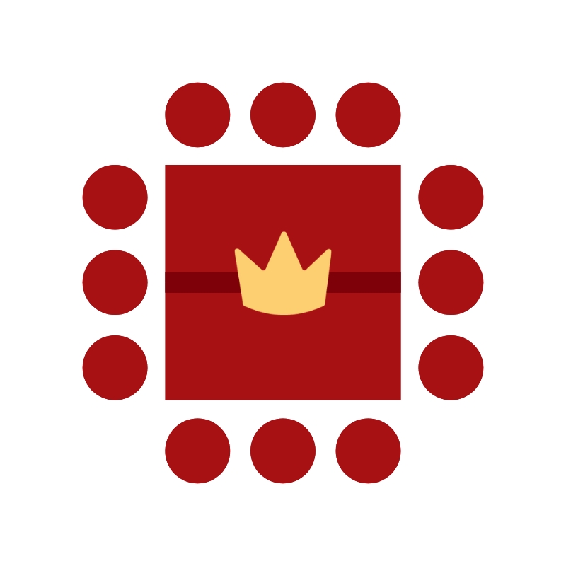 A graphic of a twelve seating arrangement of the crown indicating the center