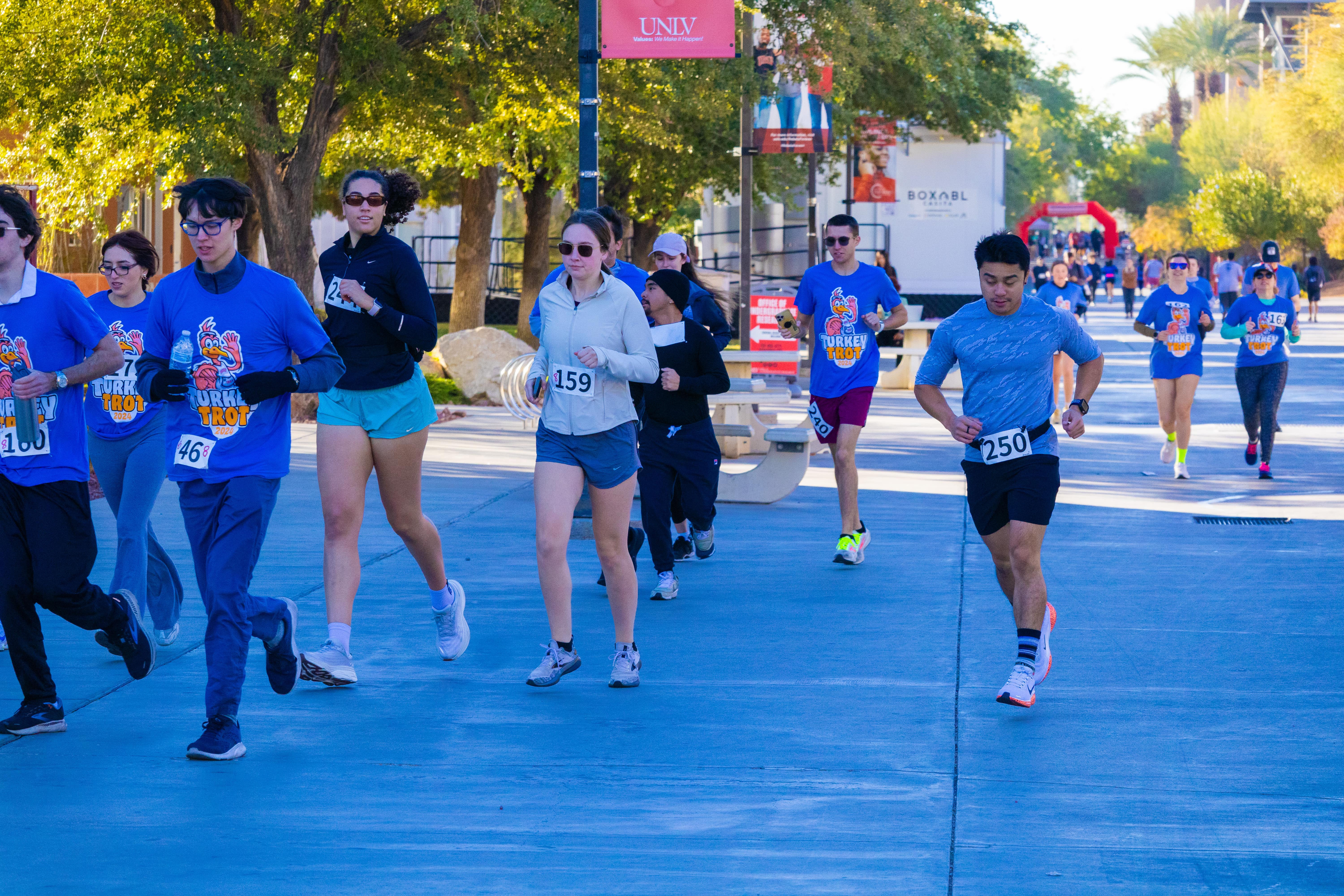 Turkey Trot participants pacing across the U-N-L-V campus
