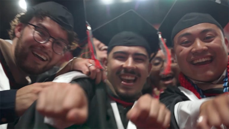 Students celebrate during commencement