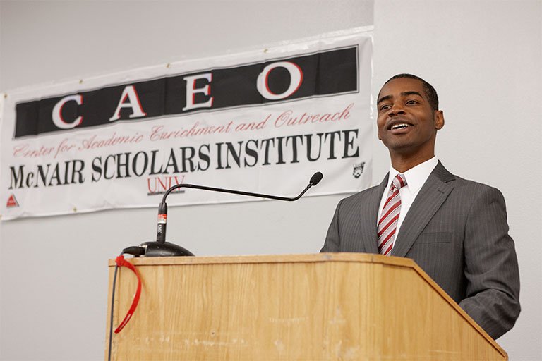 Keith Rogers speaks at a CAEO event.