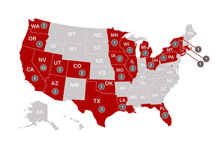 Map of the states the class of 2022 matched for residency