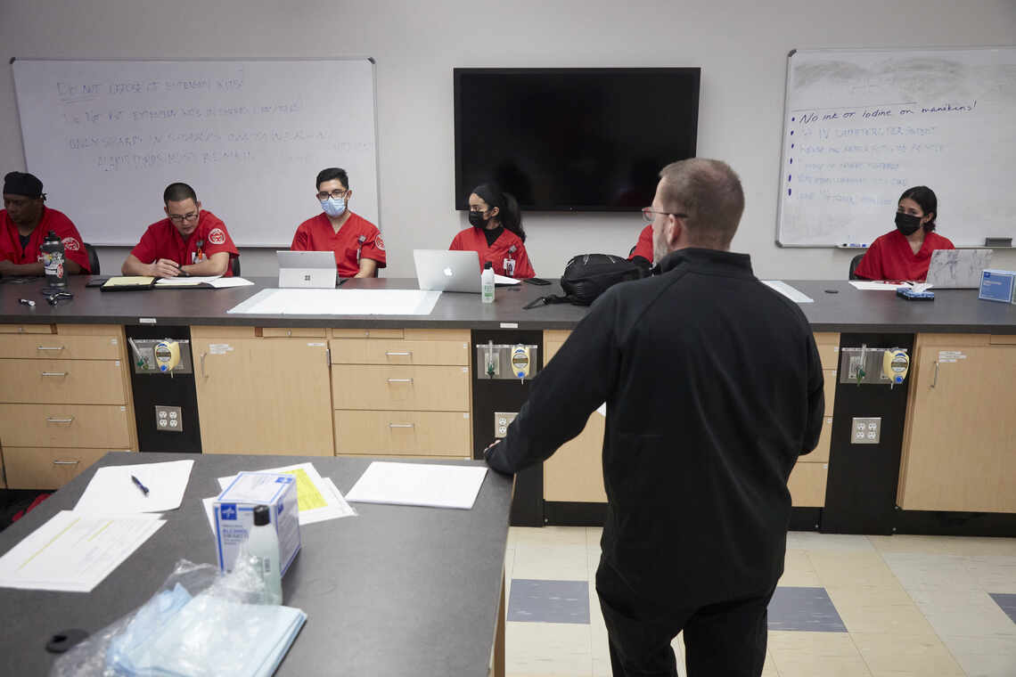 Nursing students in a classroom.