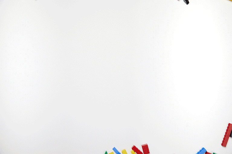 Lego bricks spell out the words page not found and then form a sad face.