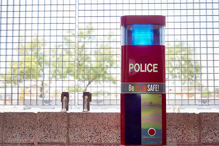 A red police telephone box