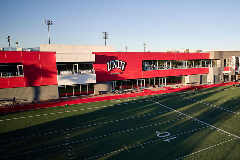 Drone image of the UNLV Football practice field.