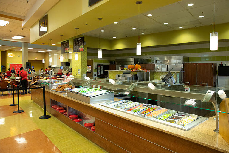 A buffet style setup with various assortment of food