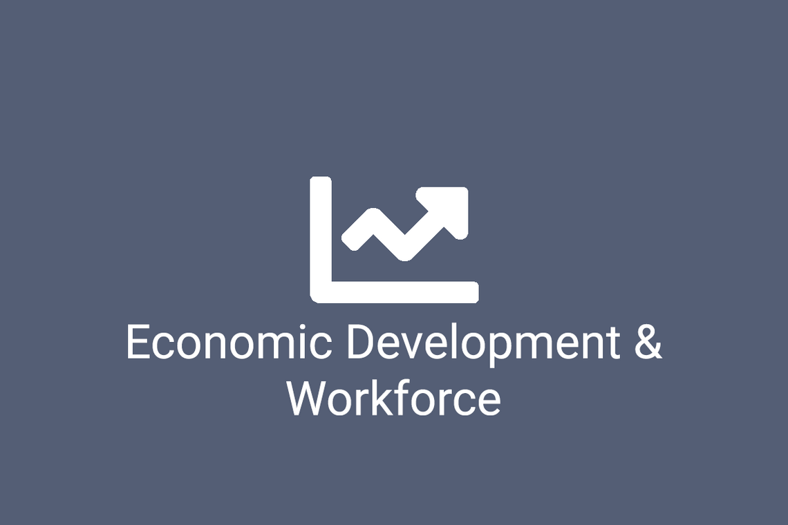 Clipart image of line graph; Economic Development and Workforce