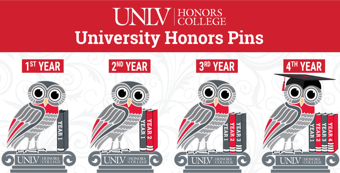 University Honor Pins featuring the owl symbols 