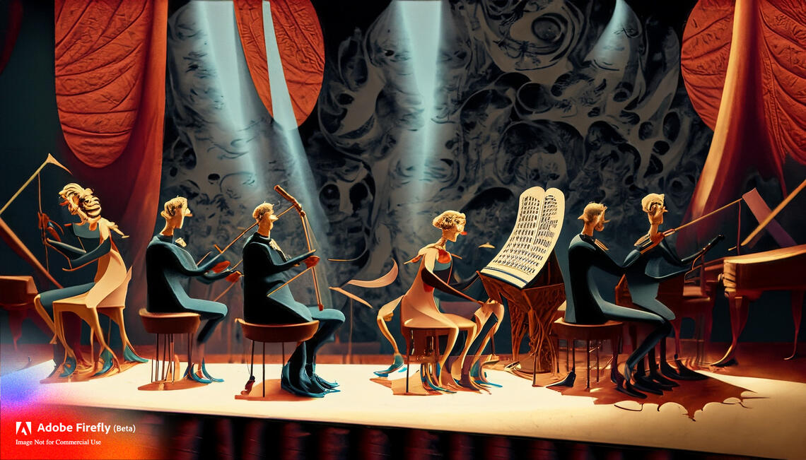 live chamber music on stage image created in Adobe Firefly