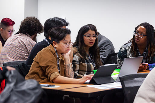 Group of students collaborating in class