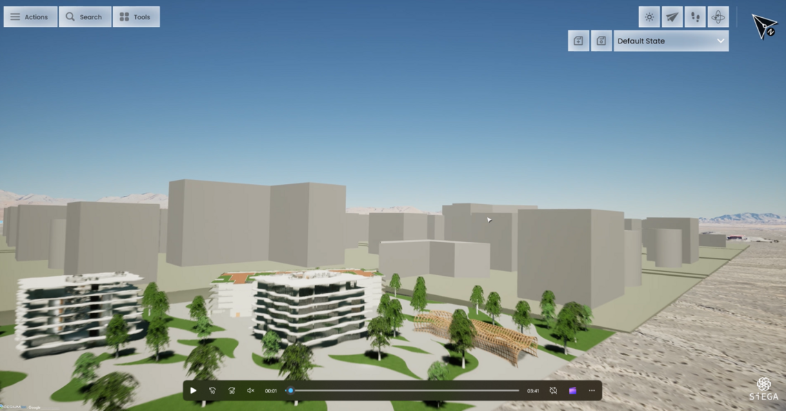 Screenshot of cityscape built by 3D models