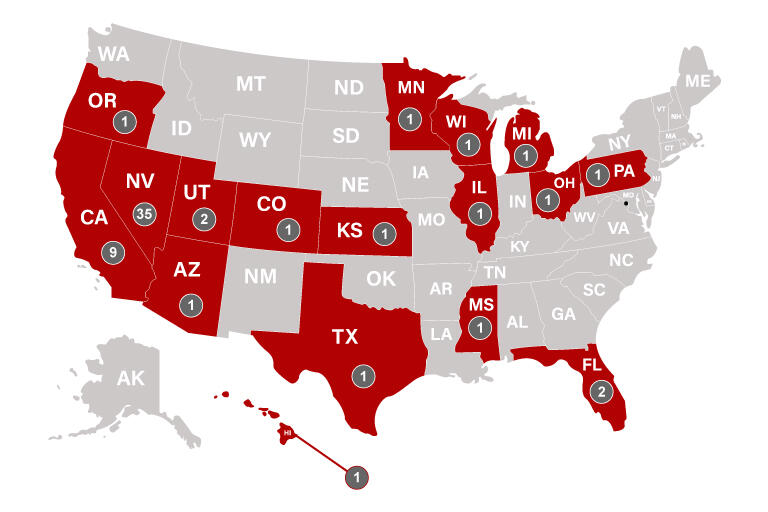 Map of the states the class of 2024 matched for residency