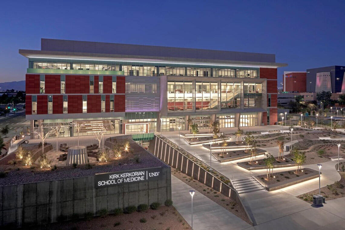 Exterior view of the Kirk Kerkorian Medical Education building