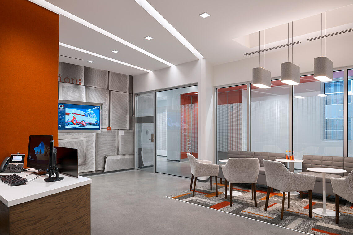 A reception area with chairs