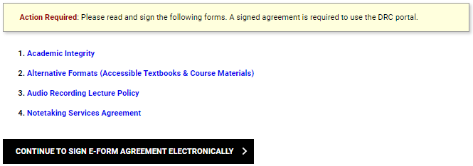 Four links that are required in the form 