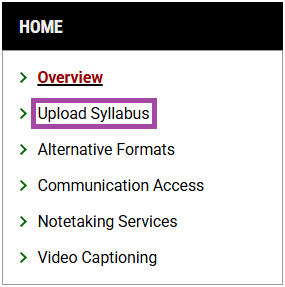 A screenshot of a window to upload a course syllabus on the DRC Portal