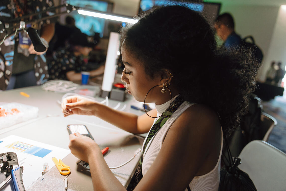 UNLV student solving a task at DEF CON