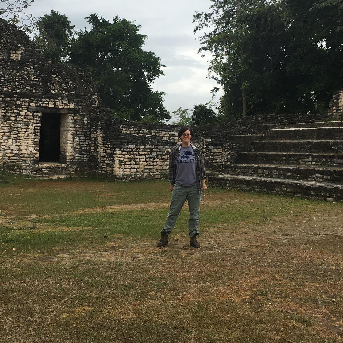 Photo of Lisa Johnson with pyramids