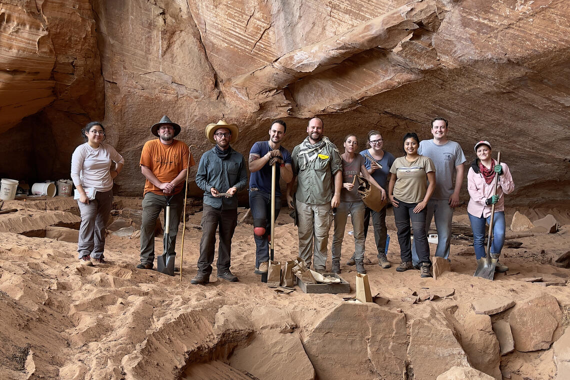 Anthropology students at a site