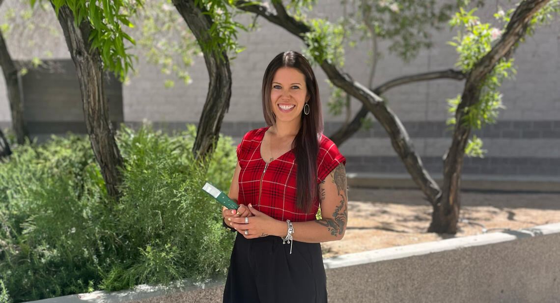 woman smiling outside