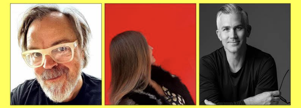 three headshots, one of a man with glasses and a beard, one with a woman turning away from the camera, and the other man no glasses smiling into the camera