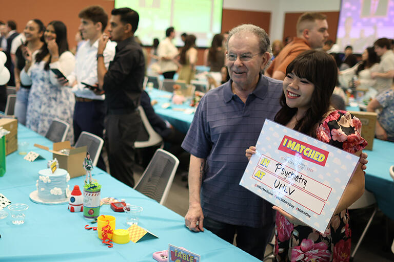Kirk Kerkorian School of Medicine at UNLV Class of 2026 celebrating Match Day