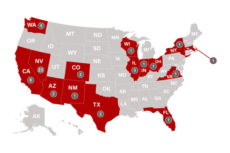 Map of the states where the class of 2026 matched for PGY-1