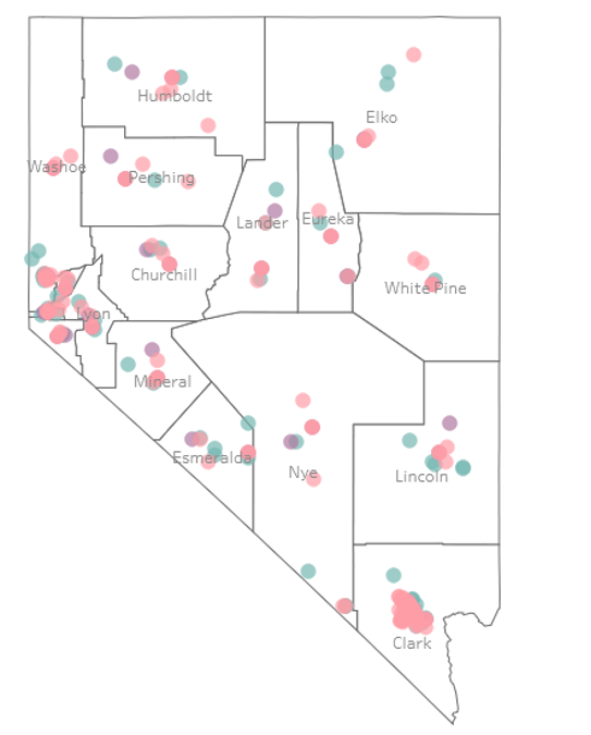 a line map of Nevada