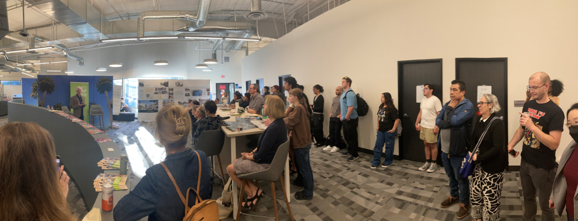 At the first stop of their trip through the United States, the two emerging authors from Germany, Louise Kenn and Mücahit Türk, read from their texts at the Thomas Mann exhibit on March 3rd. Dr. Ralph Buechler talked about Thomas Mann, a German writer who had also spent years of his life on the road.