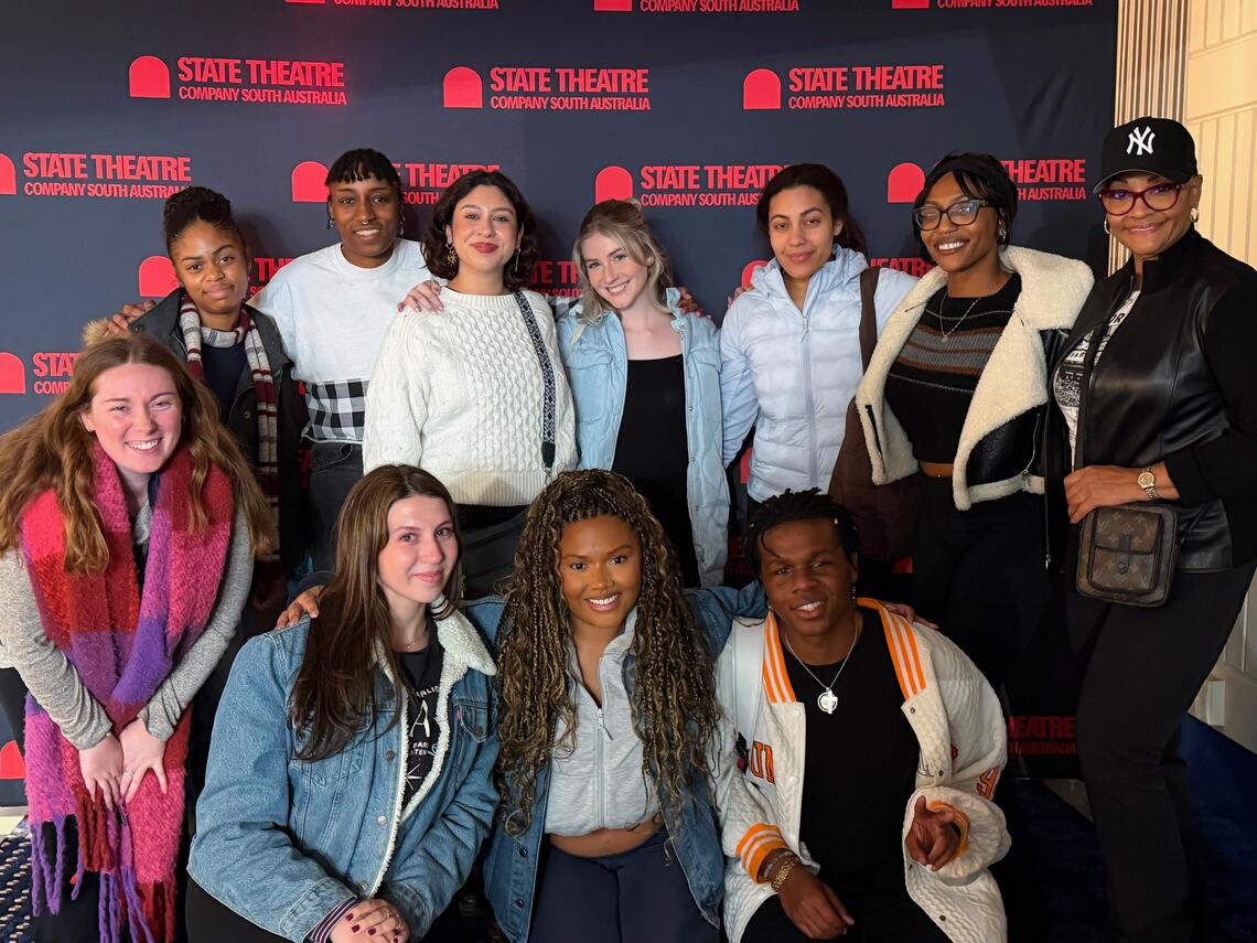 A large group of students posing for the camera