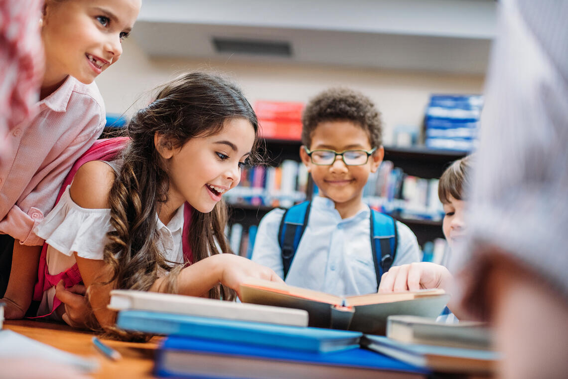 Children looking at book