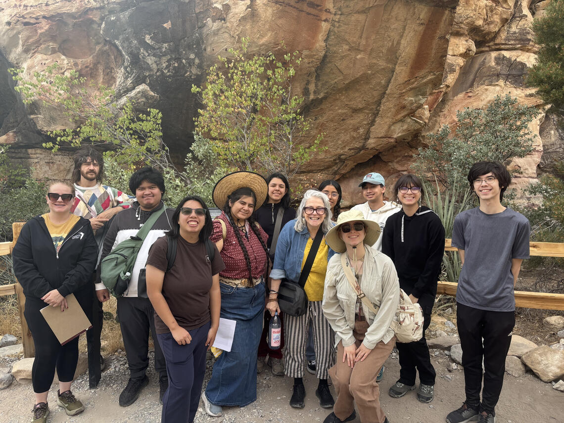 A group of teachers and students on a field trip to Red Rock Canyon