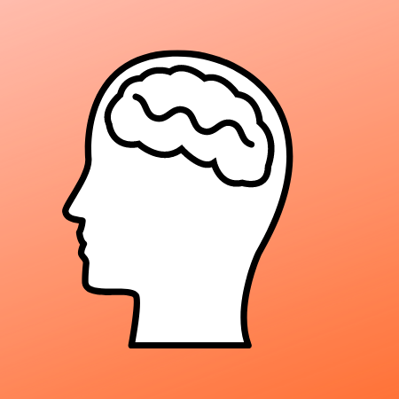 Drawing of a human head with a brain inside