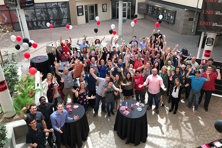 Students at their graduation celebration
