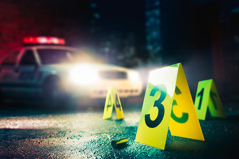 Police car in a crime scene