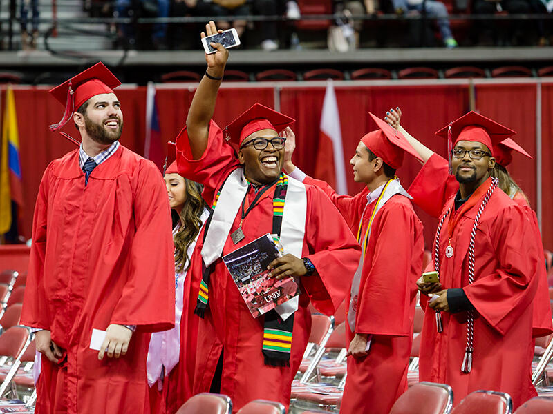 Graduate students at commencement 
