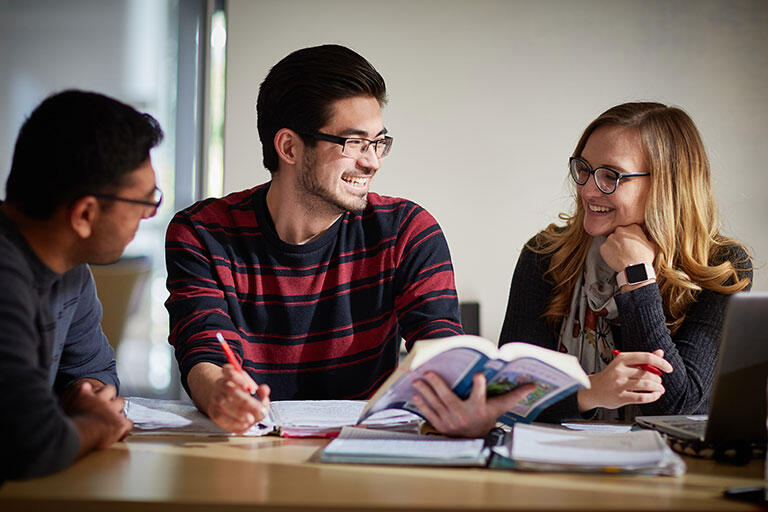 A group of students studying together